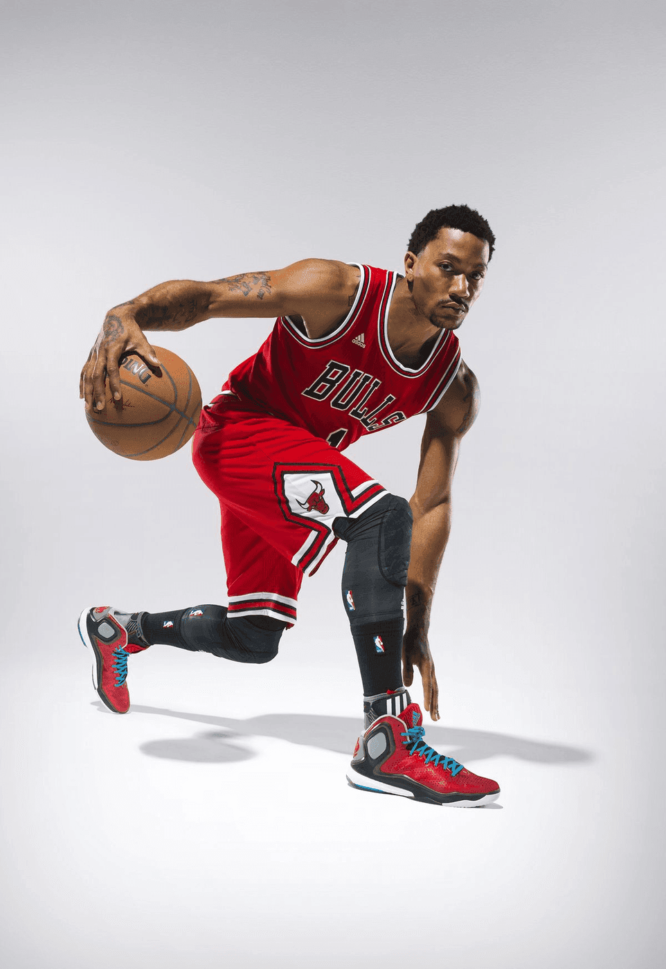 Basketball player driving forward with the ball